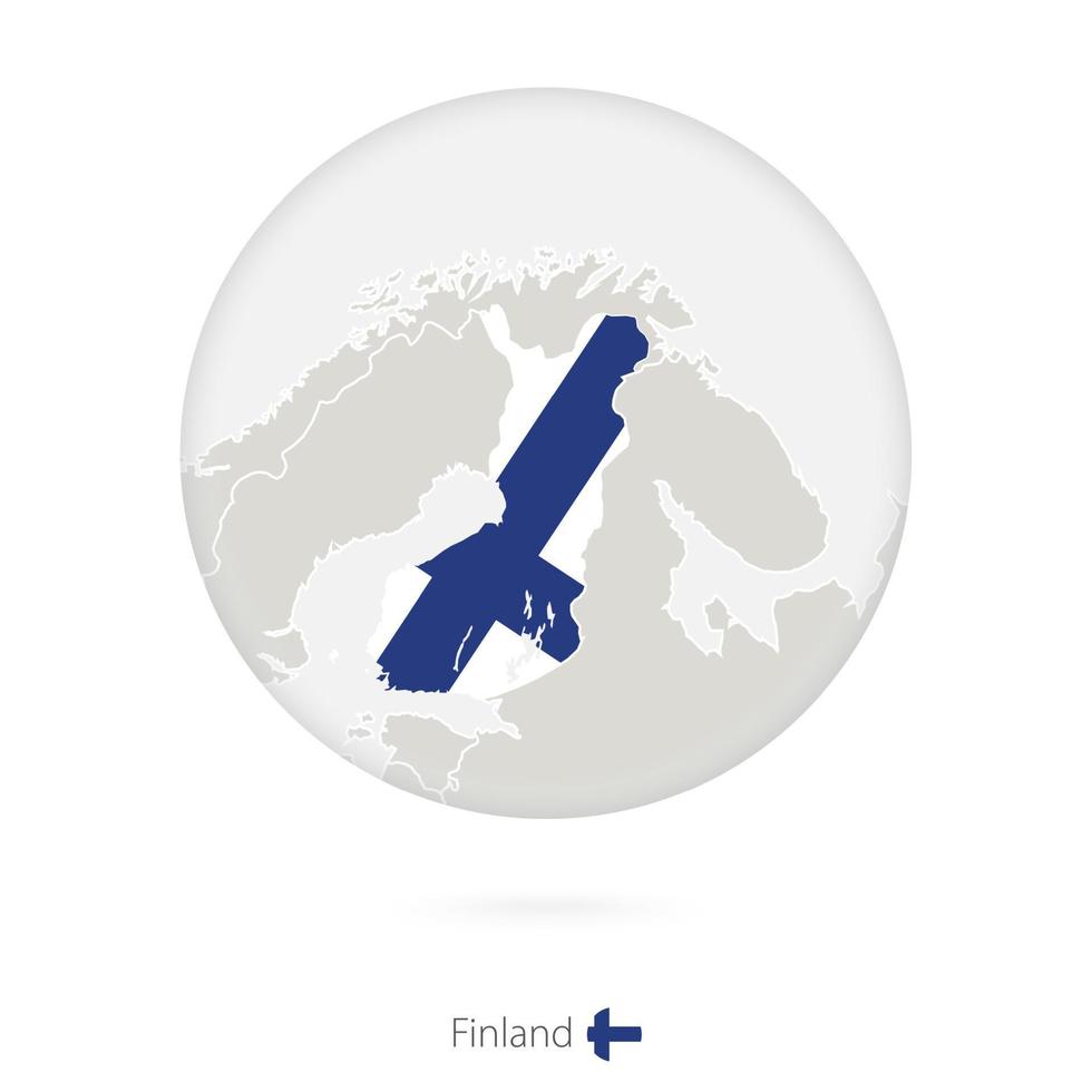 Map of Finland and national flag in a circle. vector