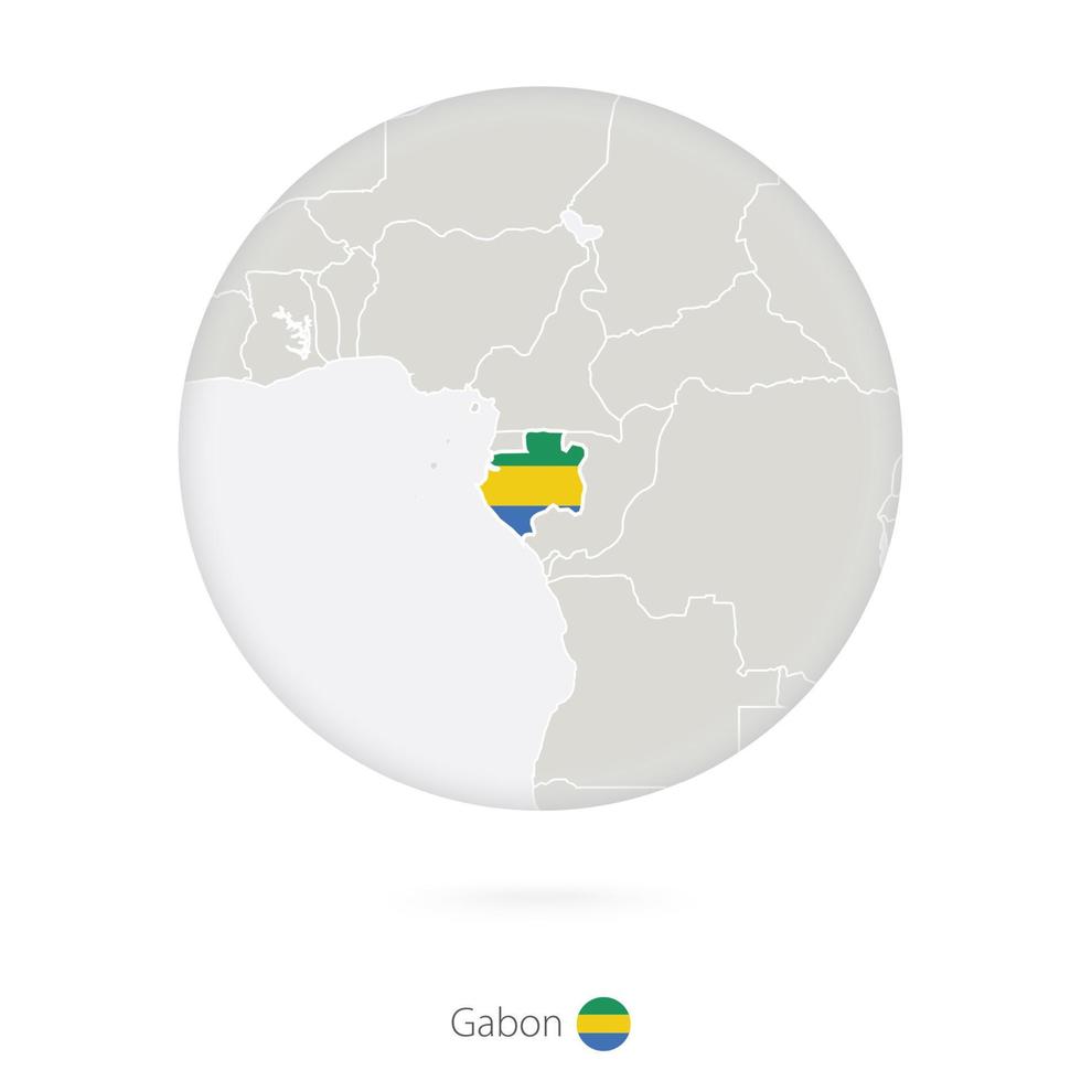 Map of Gabon and national flag in a circle. vector