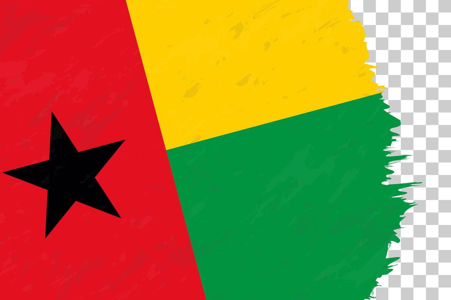 Horizontal Abstract Grunge Brushed Flag of Guinea-Bissau on Transparent Grid. vector