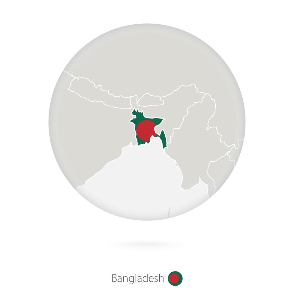 Map of Bangladesh and national flag in a circle. vector