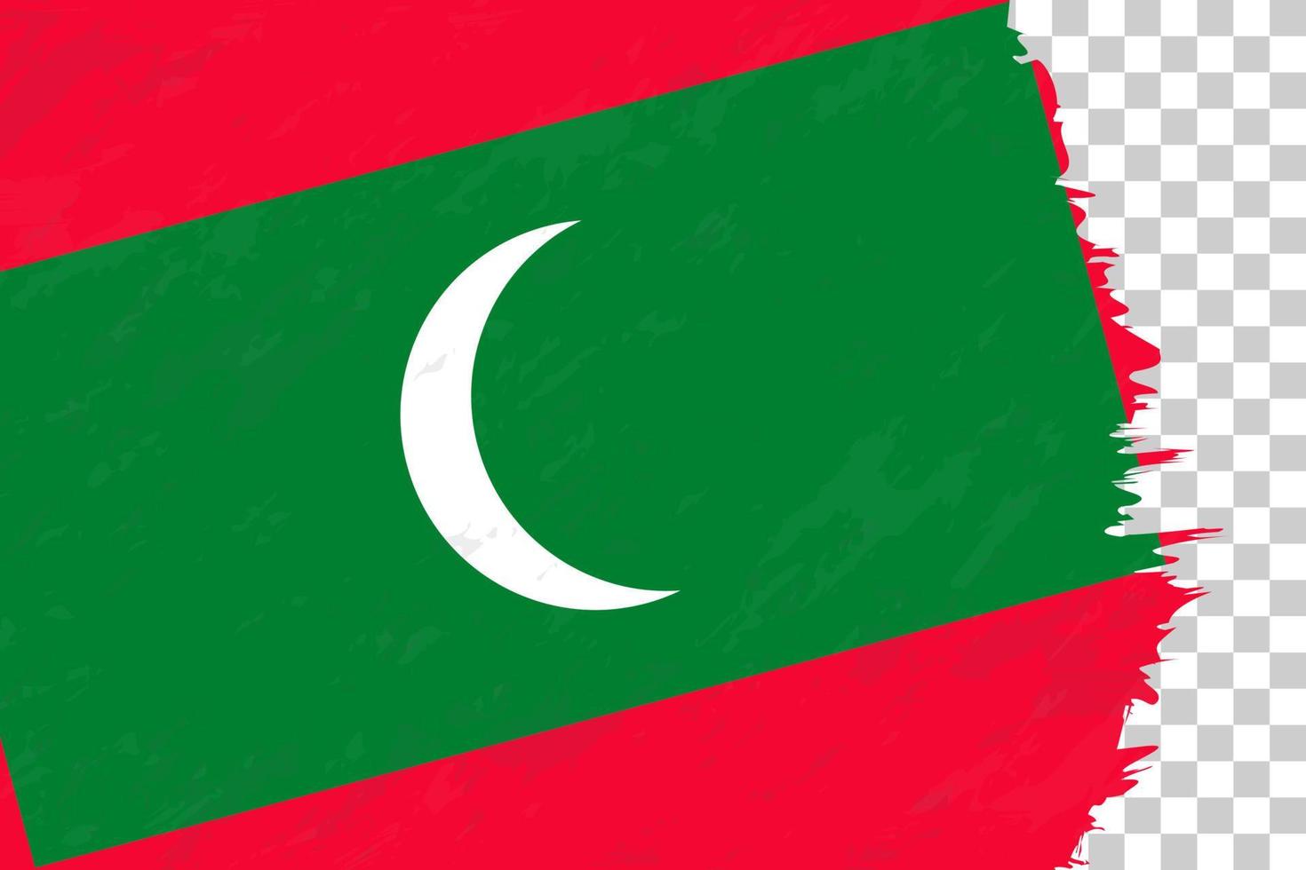 Horizontal Abstract Grunge Brushed Flag of Maldives on Transparent Grid. vector