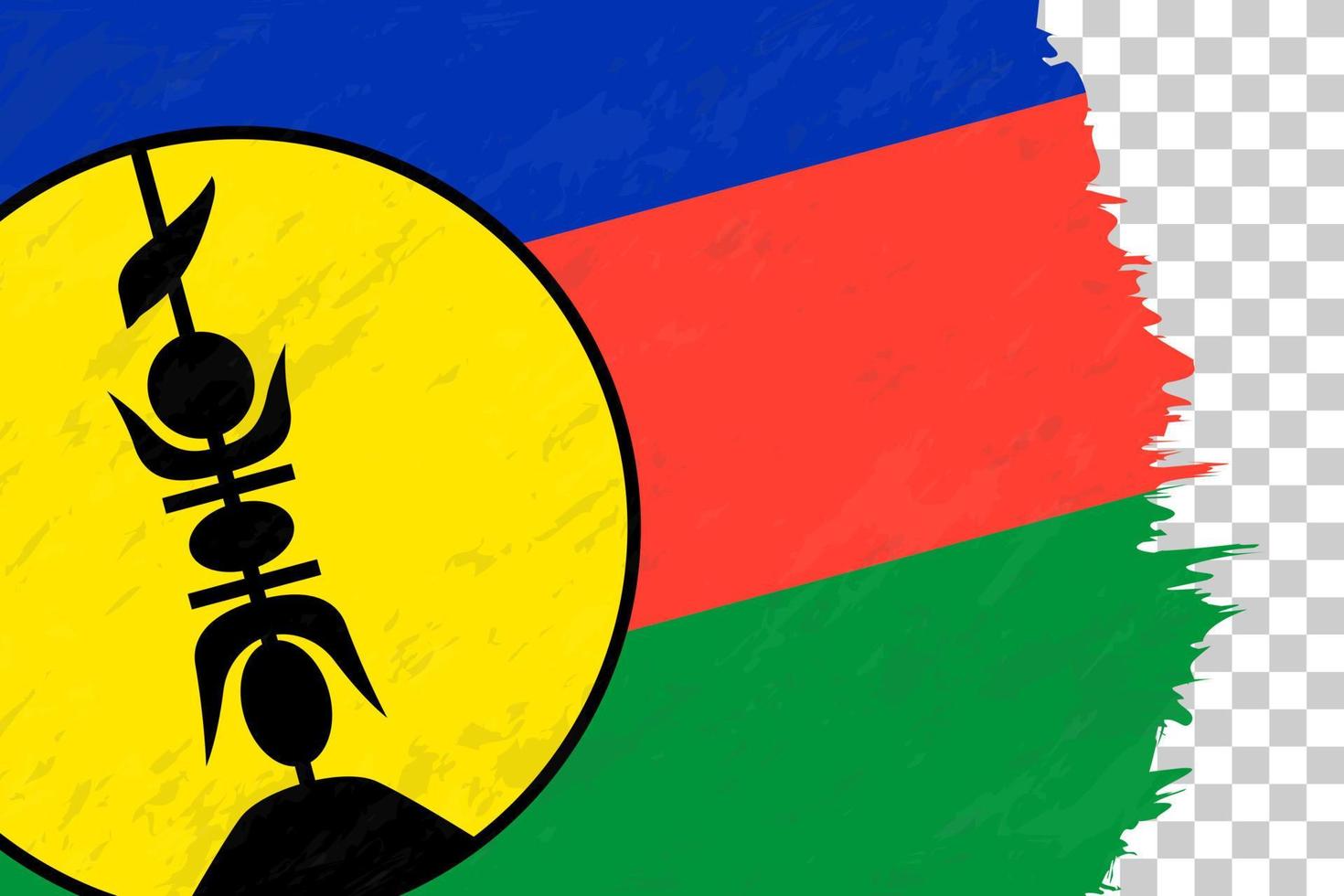Horizontal Abstract Grunge Brushed Flag of New Caledonia on Transparent Grid. vector