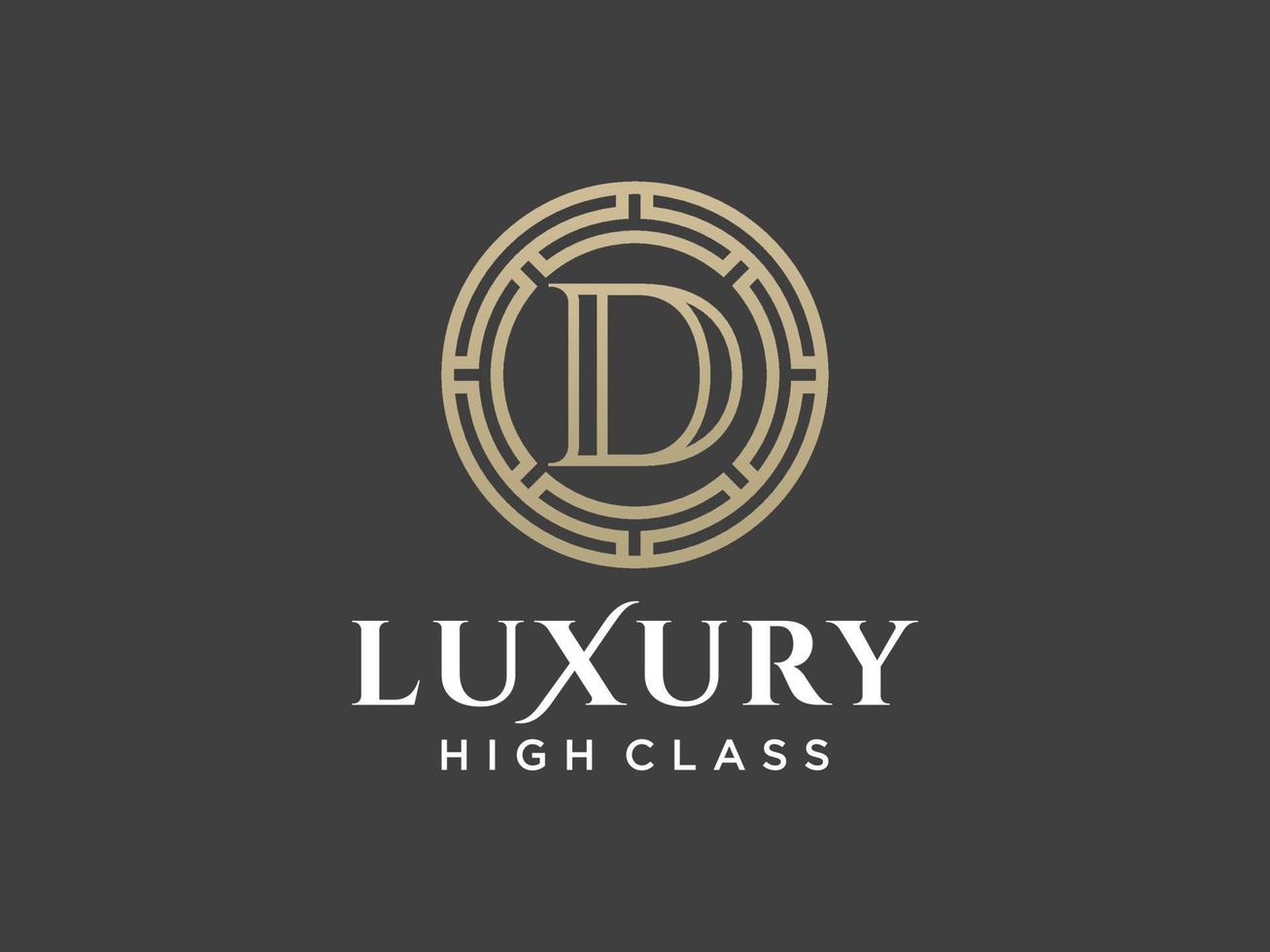 Letter D Antique royal luxury victorian calligraphic logo with ornamental frame. vector
