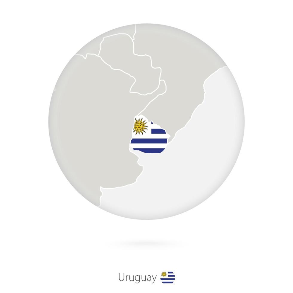 Map of Uruguay and national flag in a circle. vector