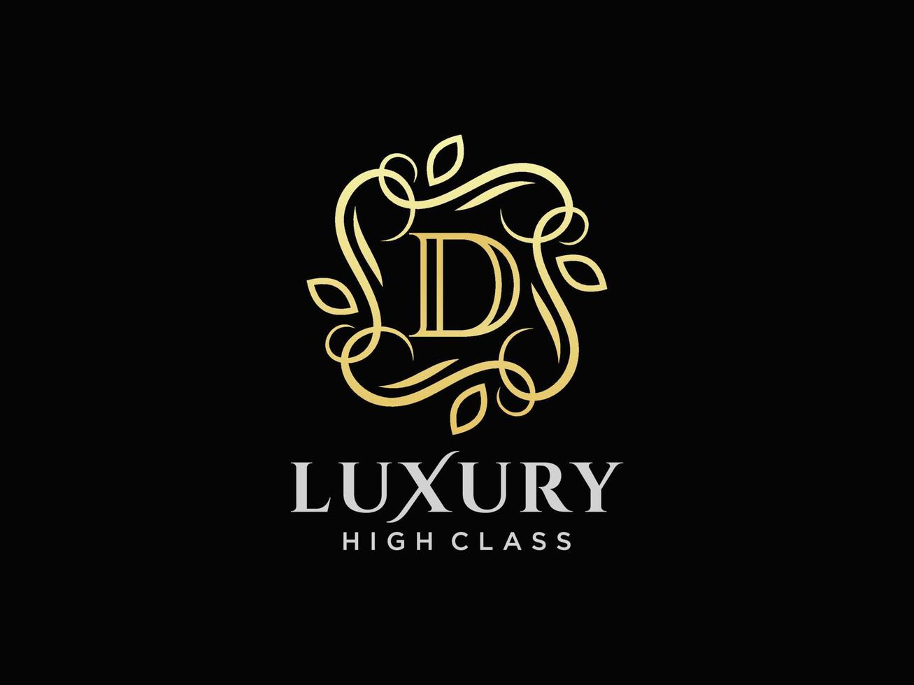 Letter D Antique royal luxury victorian calligraphic logo with ornamental frame. vector