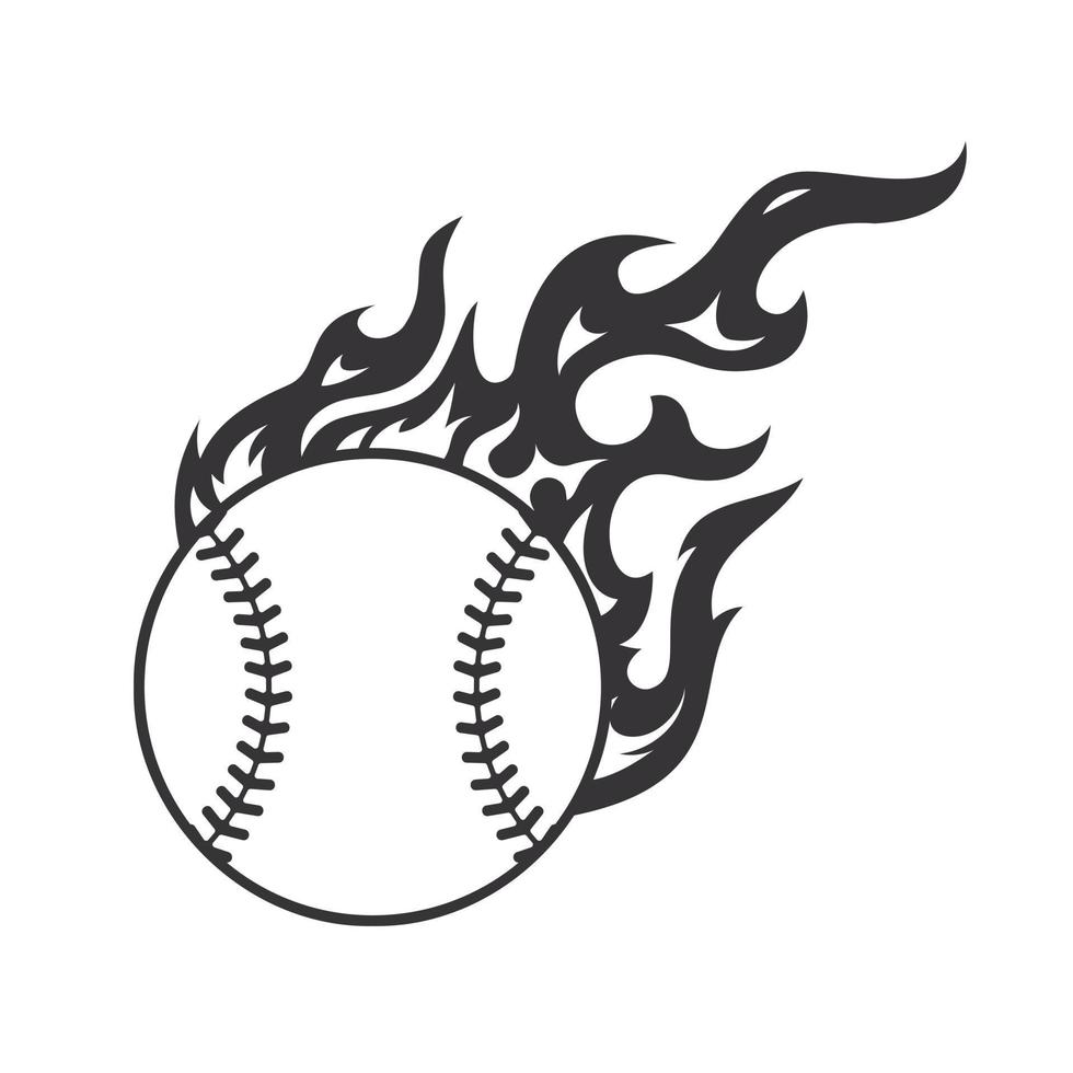 Hot baseball fire logo silhouette. softball club graphic design logos or icons. vector illustration.