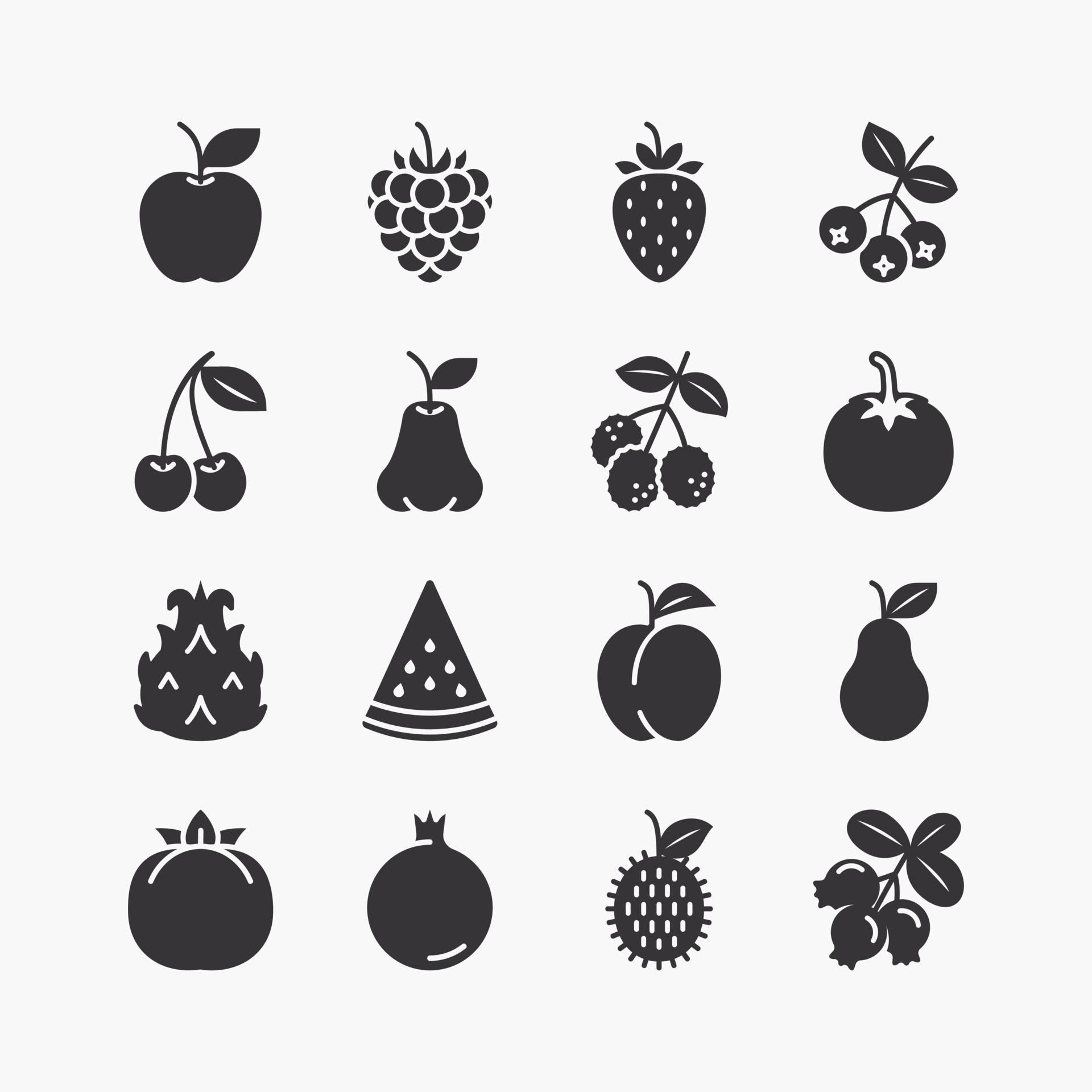 Set of different berries on a white background Vector Image