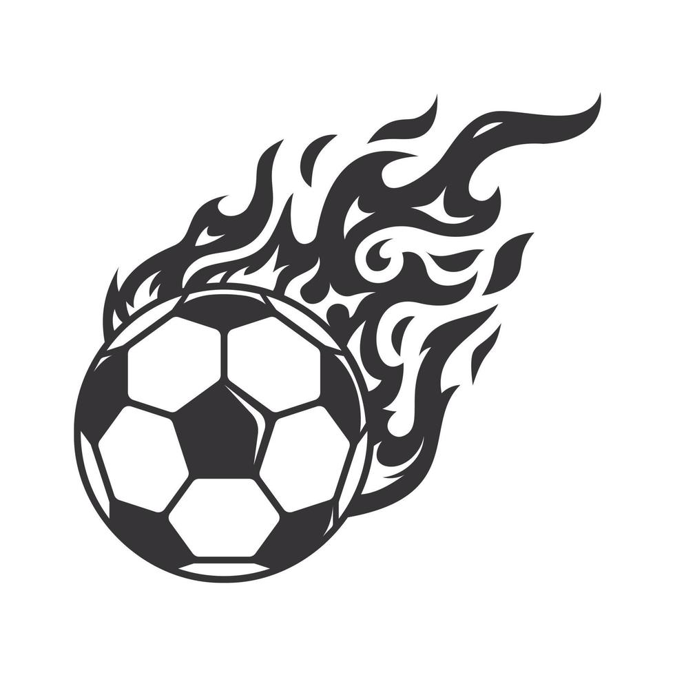 silueta de logotipo de fuego de balón de fútbol caliente. logotipos o iconos de diseño gráfico del club de fútbol. ilustración vectorial vector