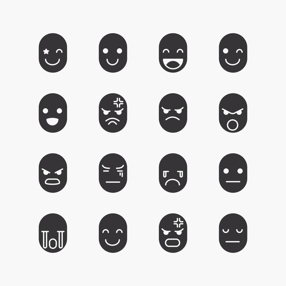 conjunto de iconos de línea de cara emoji. sobre un fondo blanco. icono de vectores