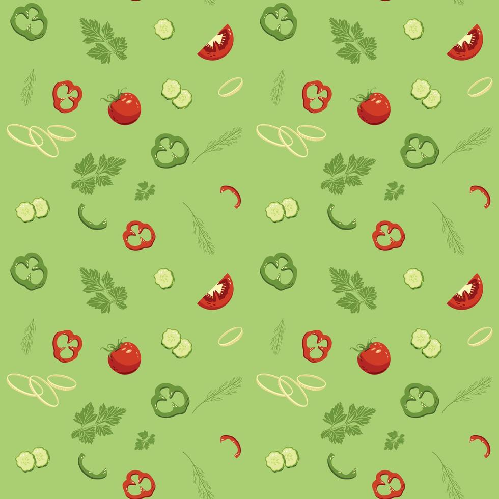Seamless pattern of a set of vegetables for salad vector