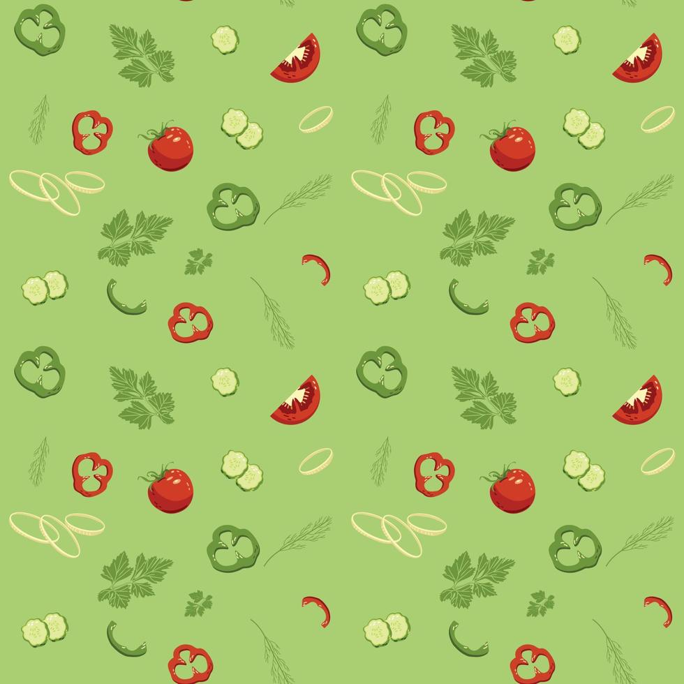 Seamless pattern of a set of vegetables for salad vector