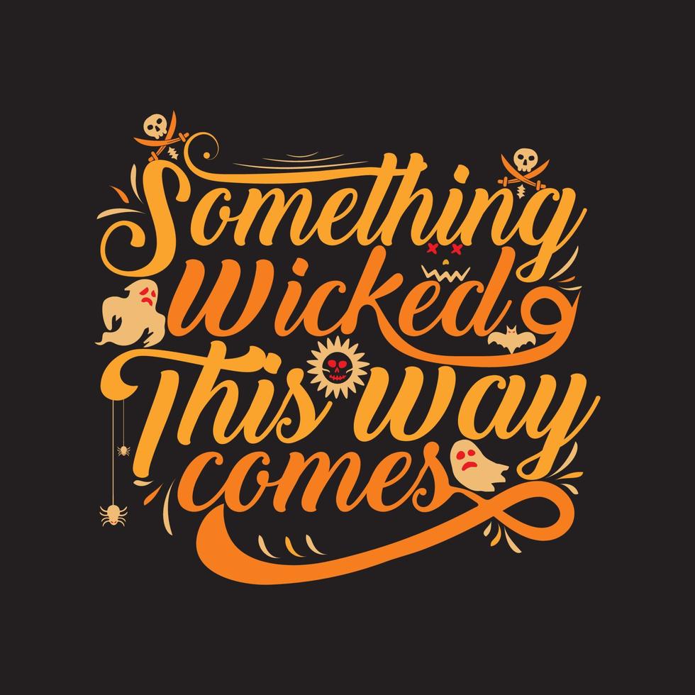 Happy Halloween t shirt design with Halloween elements or Hand drawn Halloween typography design vector