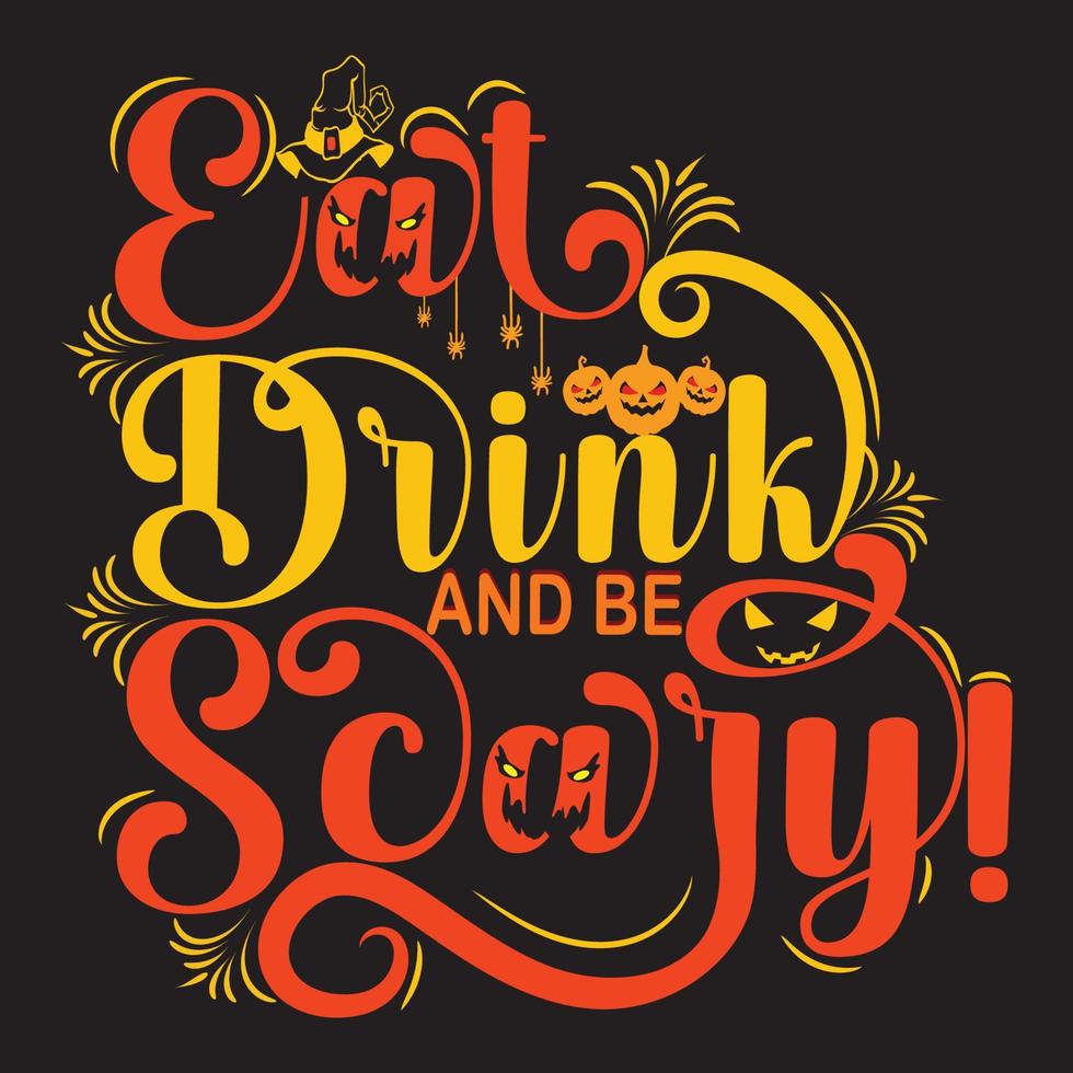 Happy Halloween t shirt design with Halloween elements or Hand drawn Halloween typography design vector