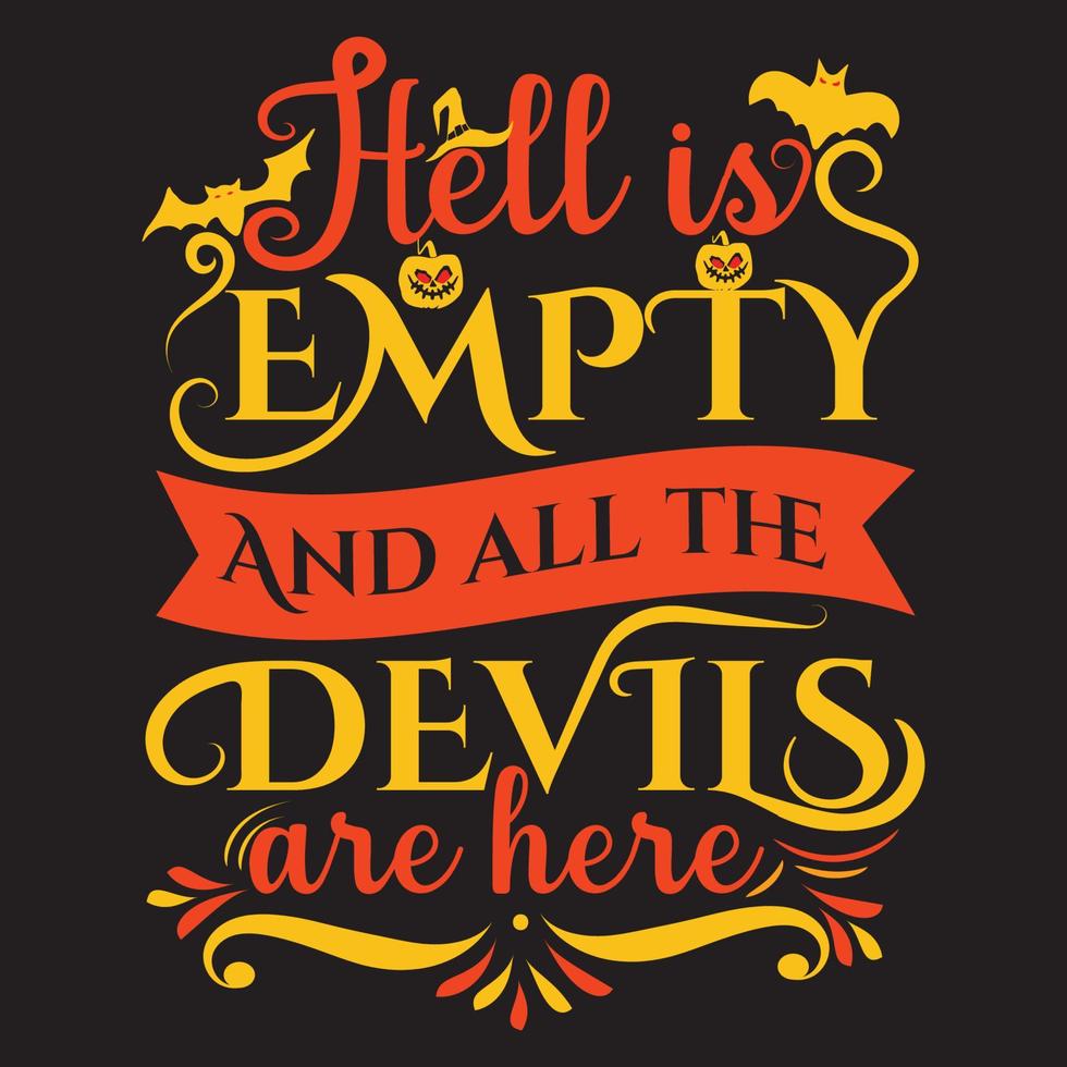 Happy Halloween t shirt design with Halloween elements or Hand drawn Halloween typography design vector