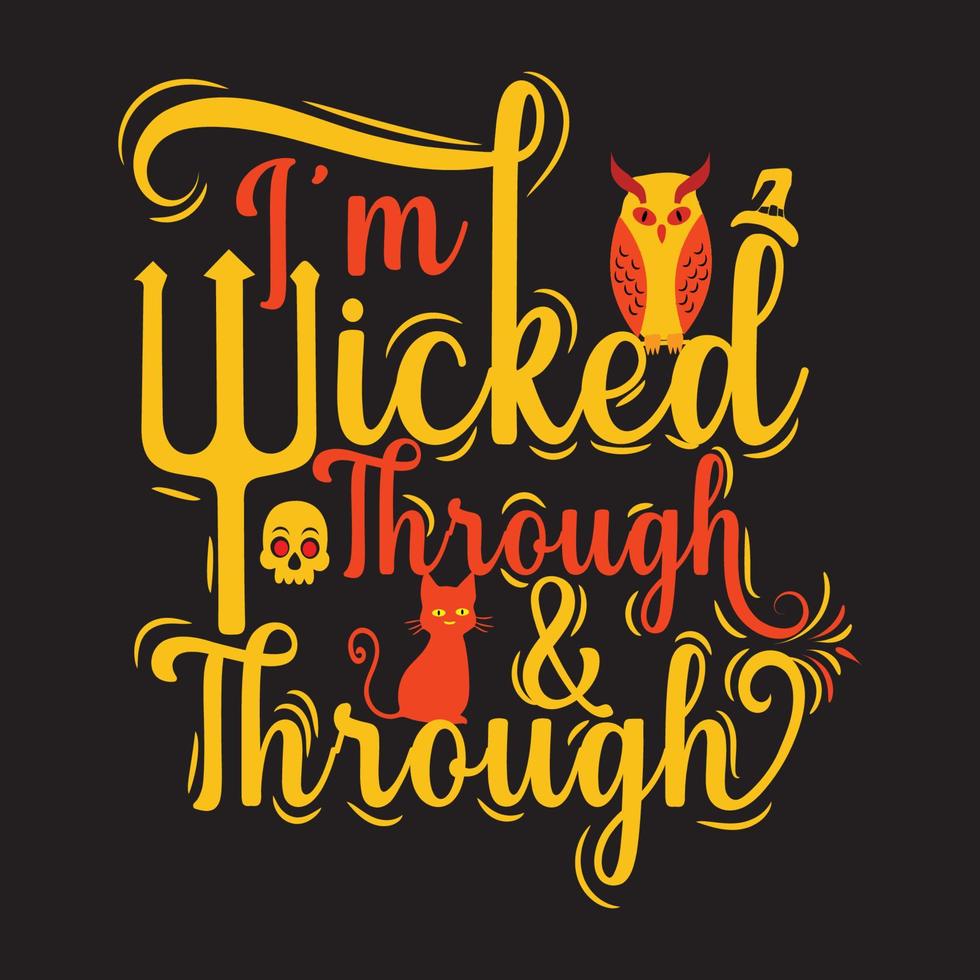 Happy Halloween t shirt design with Halloween elements or Hand drawn Halloween typography design vector