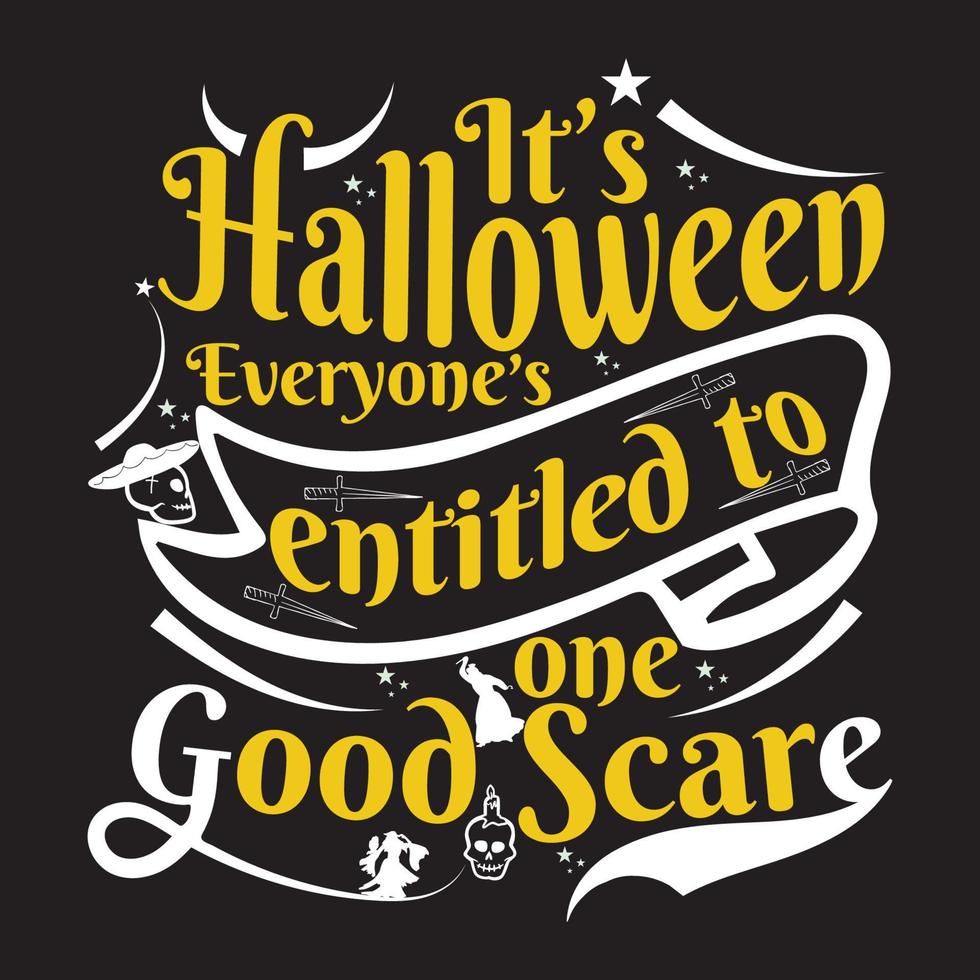 Happy Halloween t shirt design with Halloween elements or Hand drawn Halloween typography design vector