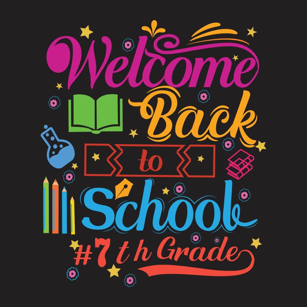 Welcome back to School t shirt design with School  elements or Hand drawn back to School typography design vector