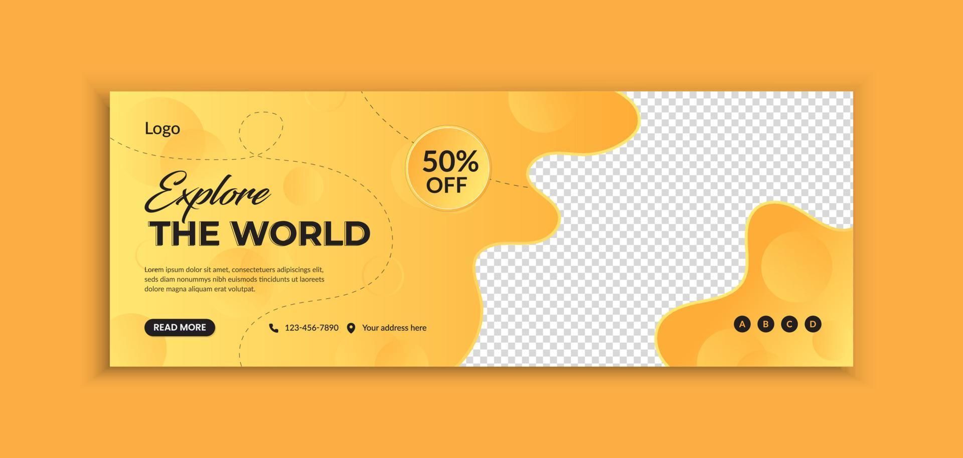 Travel or world explore web banner and social media template vector