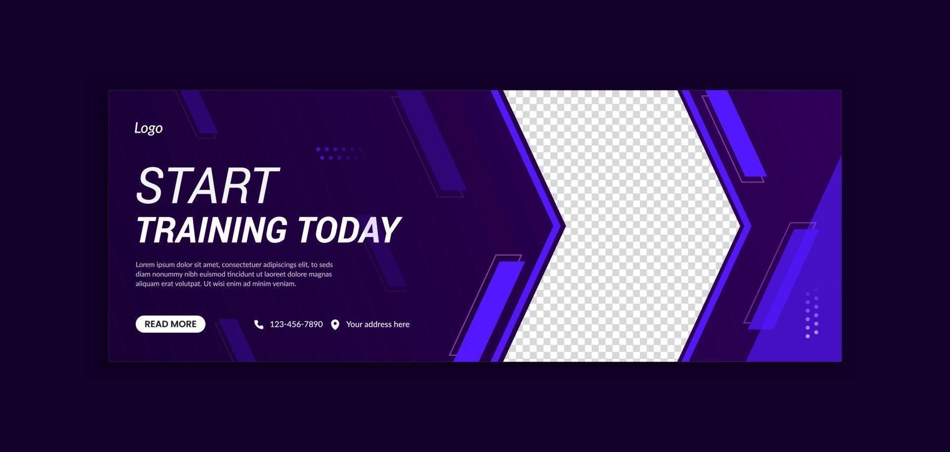 Creative gym and fitness web banner template layout vector