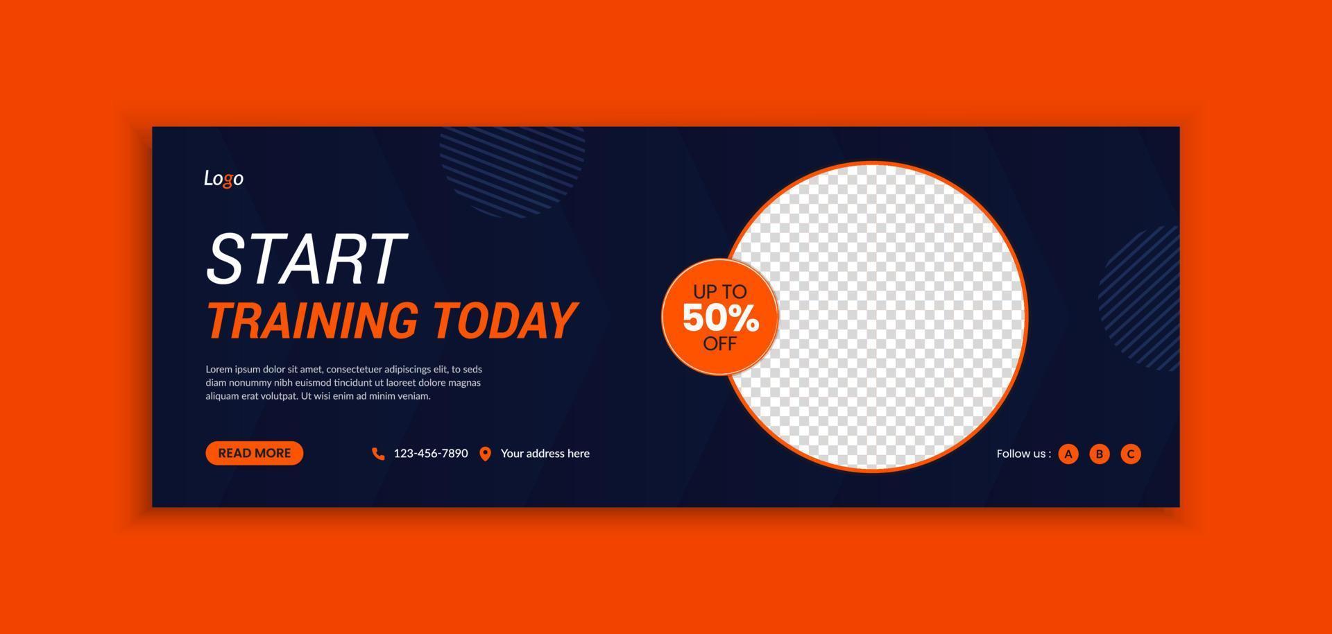 Fitness gym web banner and social media template layout vector