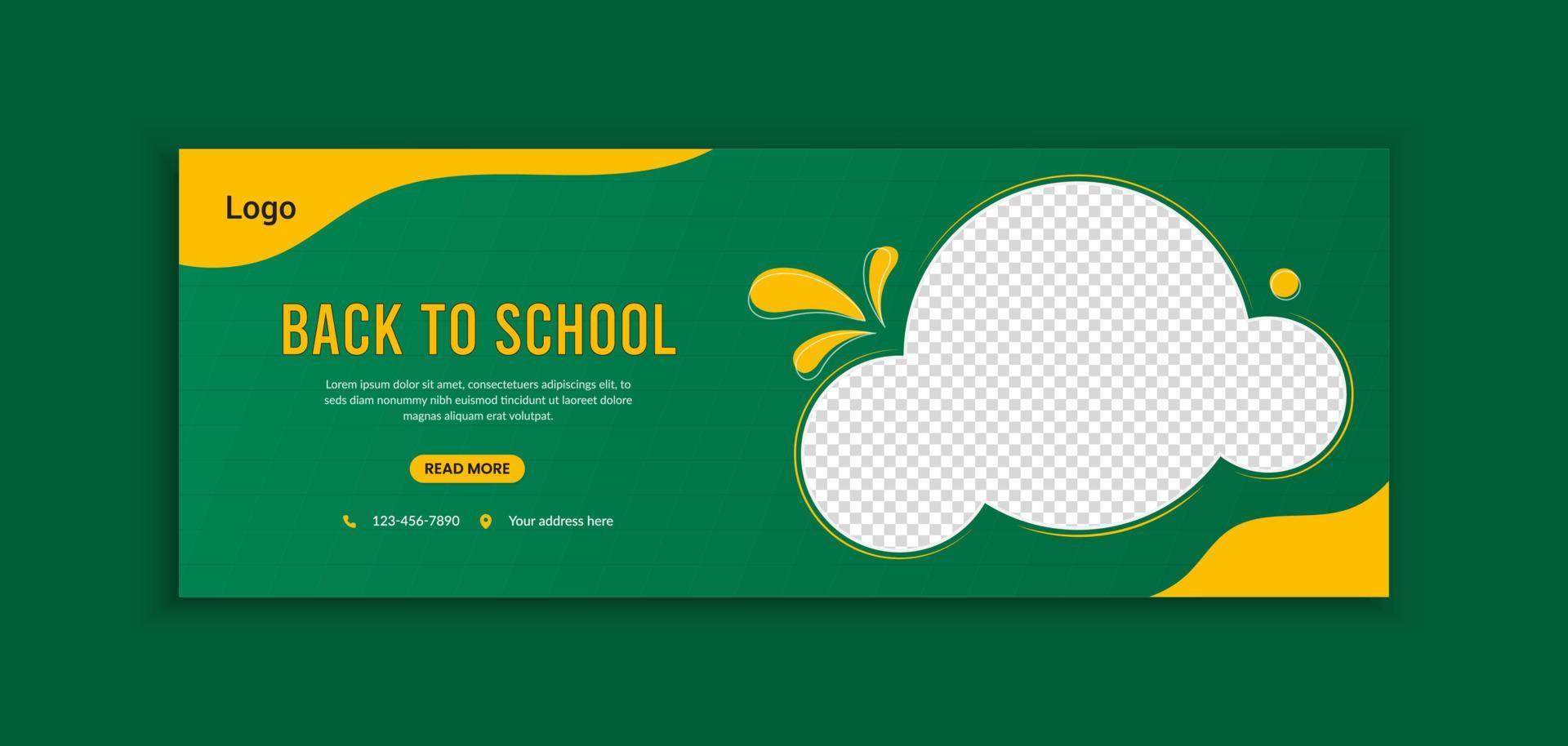 School admission and back to school web banner and social media template design vector