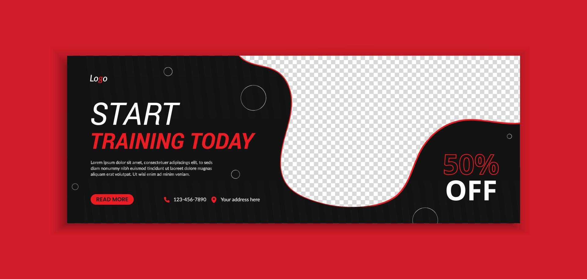 Gym and fitness web banner and social media template design vector