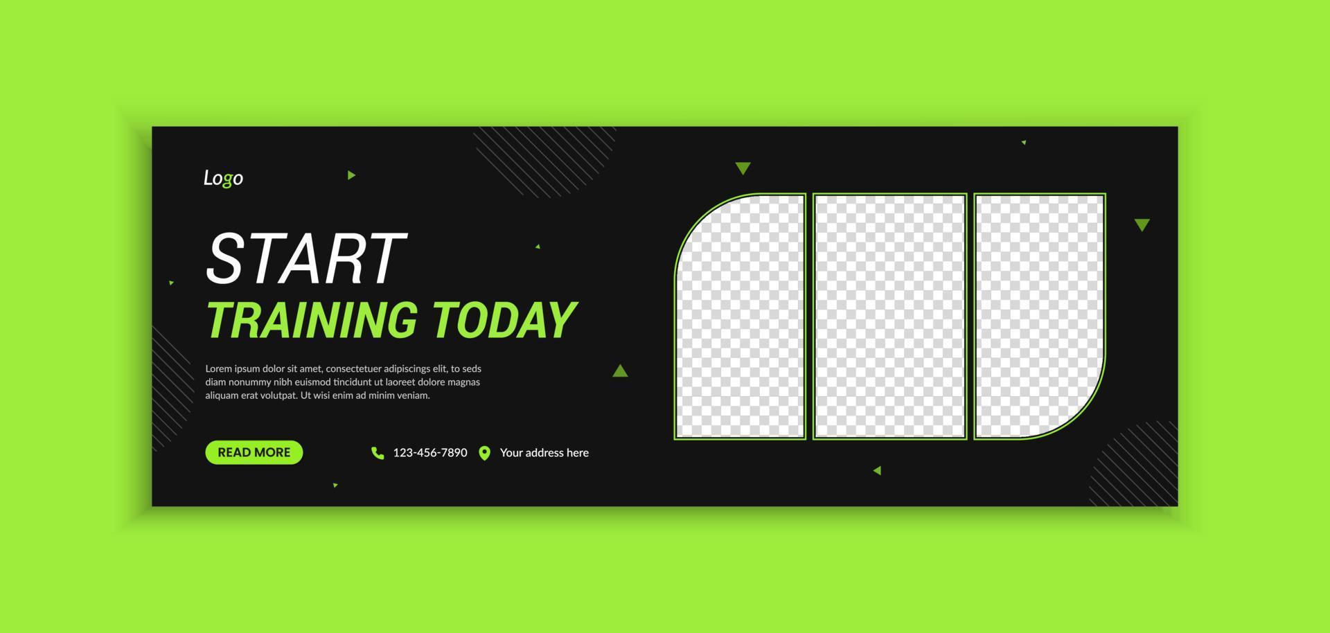 Unique gym and fitness web banner and social media template vector