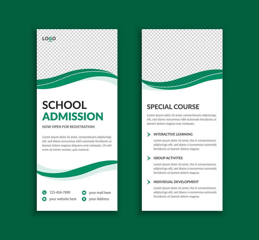 School admission and back to school rack card or dl flyer template vector