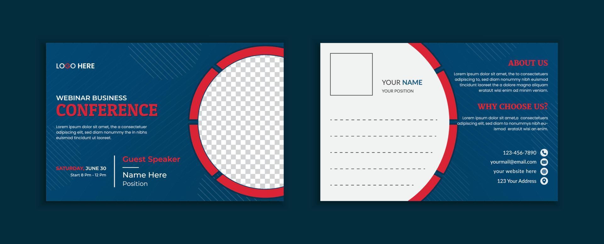 plantilla de diseño de postal de conferencia de negocios profesional vector