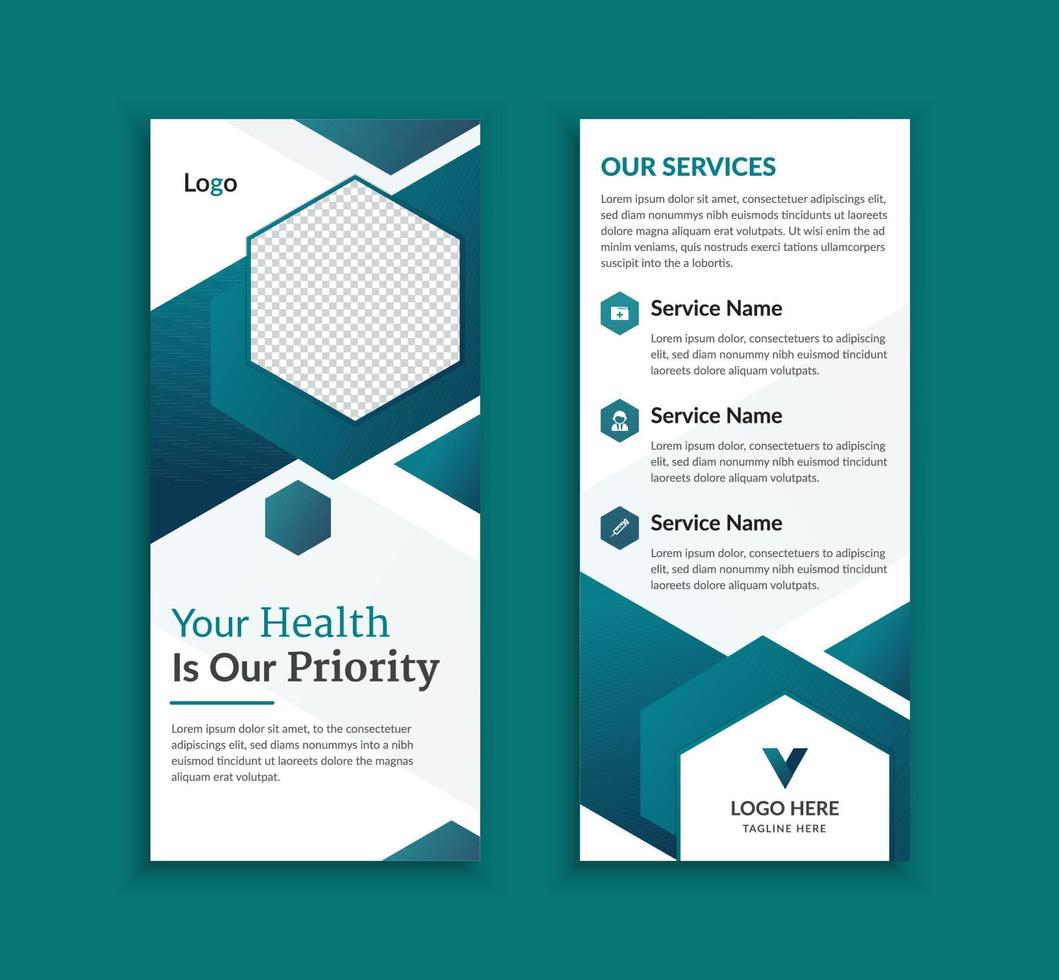 Medical and healthcare rack card or dl flyer template vector