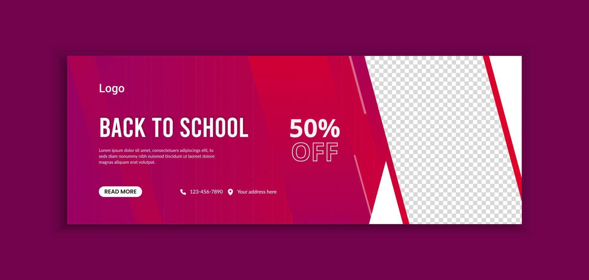 School admission web banner and social media template layout vector