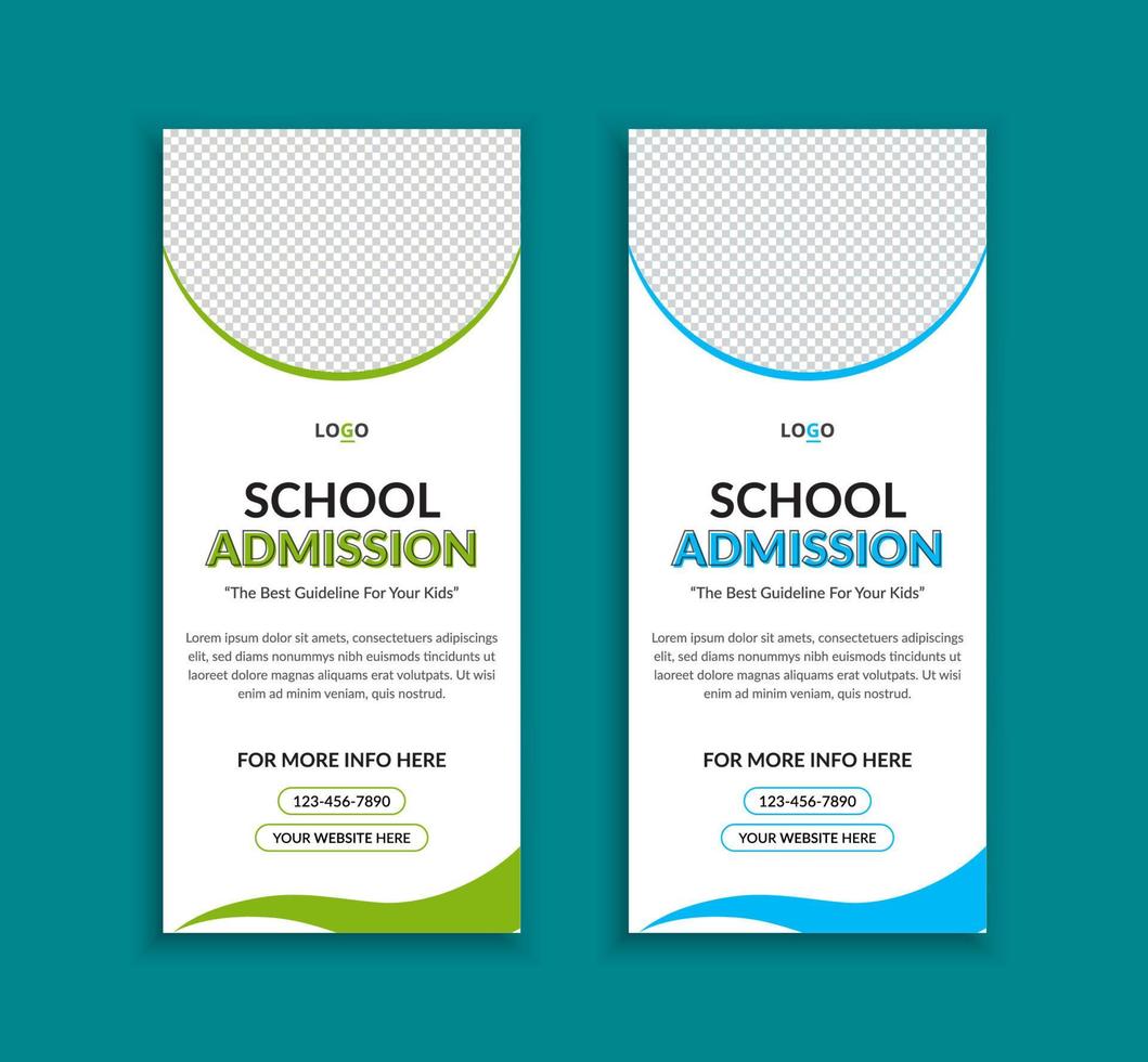 Back to school and school admission rack card or dl flyer template layout vector