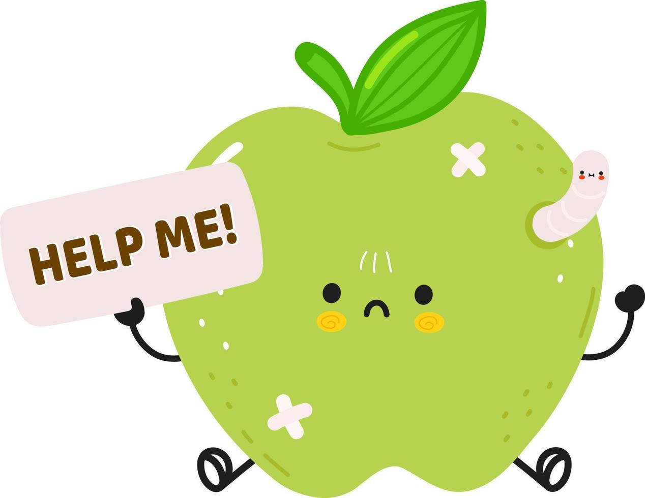 Green apple cartoon character vector