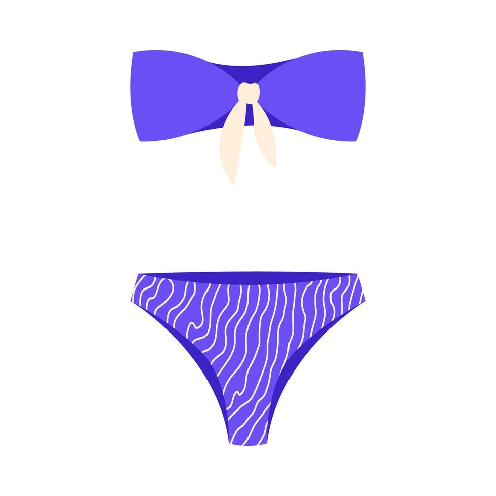 Blue female swimwear. Women's fashion bikini. Vector illustration isolated on a white background.