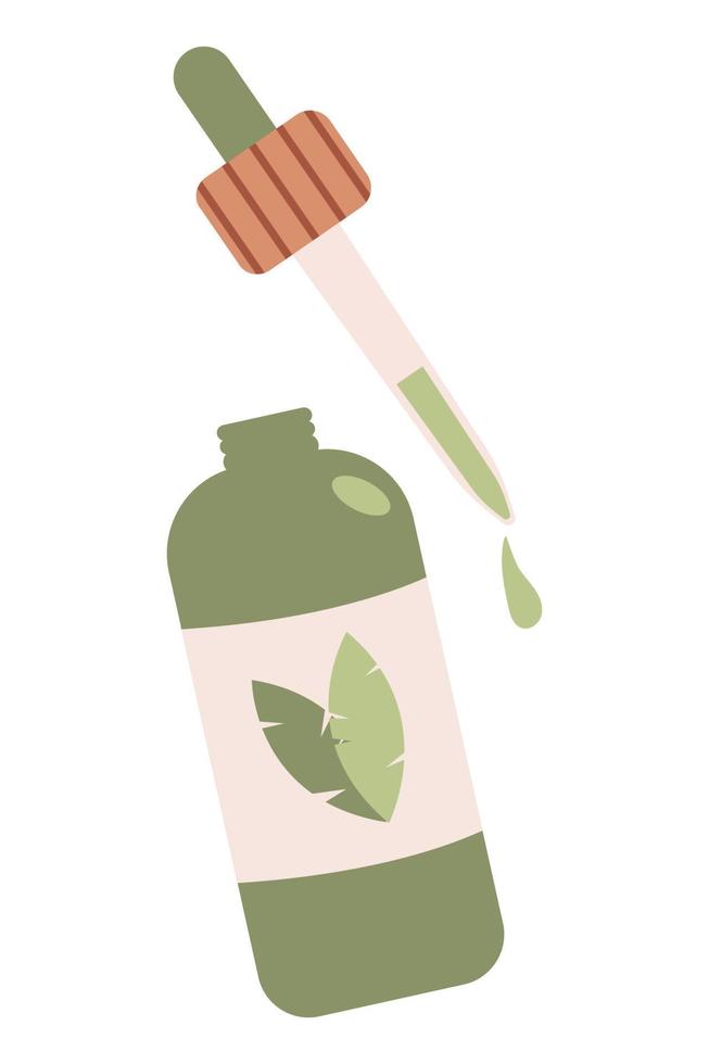 Serum with a pipette to moisturize the skin. Natural facial cosmetic isolated on a white background. vector