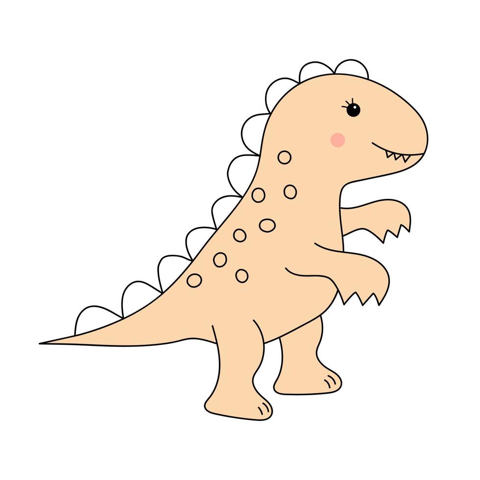 Cute baby dinosaur. Prehistoric character in doodle style. vector