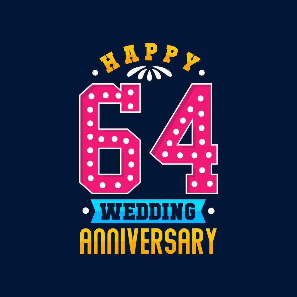 Happy 64th Wedding Anniversary celebration vector