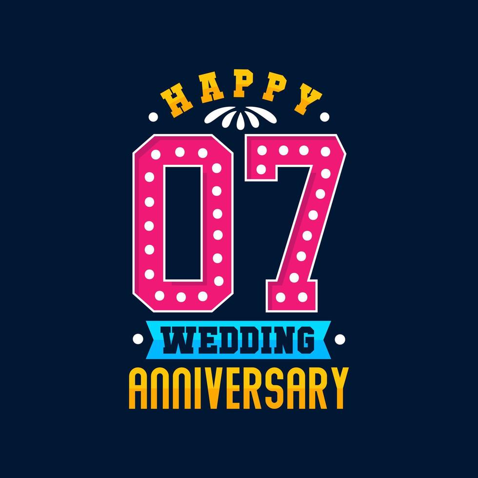 Happy 7th Wedding Anniversary celebration vector