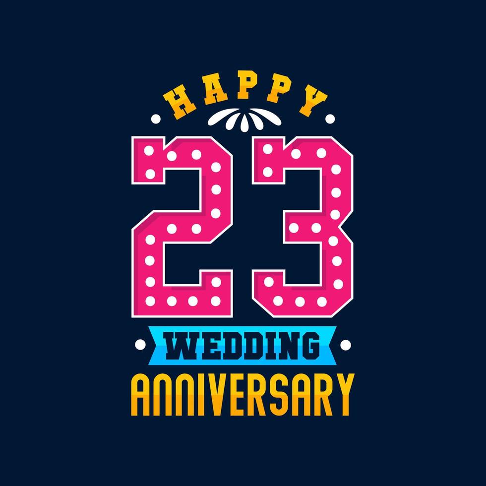 Happy 23rd Wedding Anniversary celebration vector