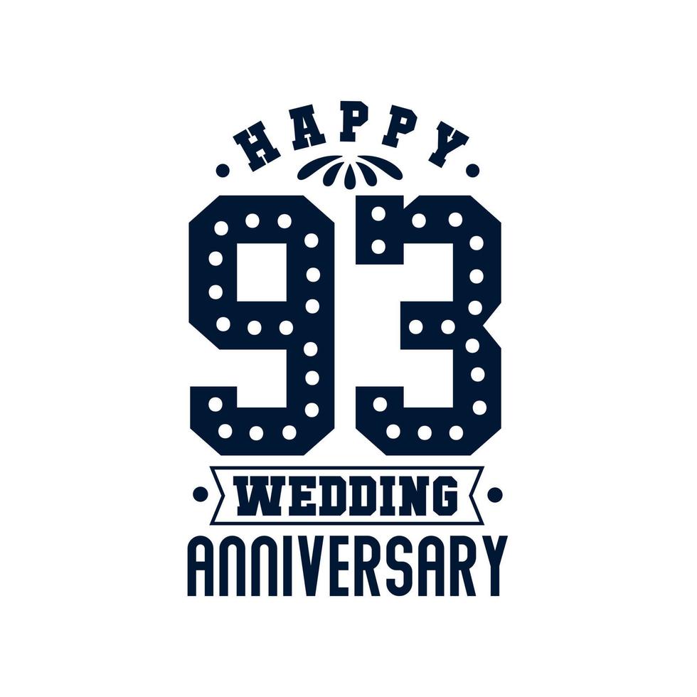 celebración del 93 aniversario, feliz 93 aniversario de bodas vector