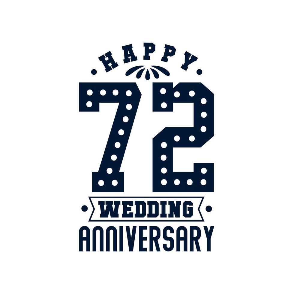 72 Anniversary celebration, Happy 72nd Wedding Anniversary vector