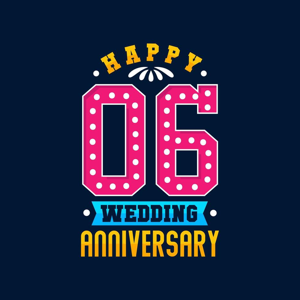 Happy 6th Wedding Anniversary celebration vector