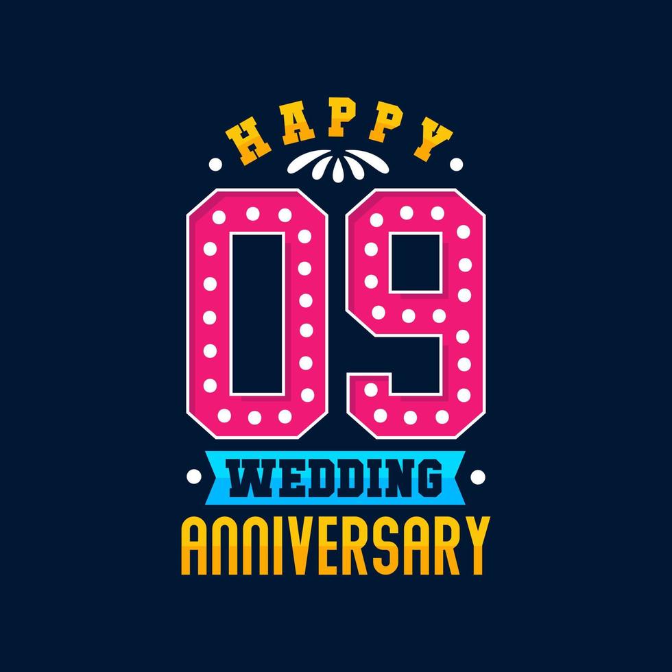 Happy 9th Wedding Anniversary celebration vector