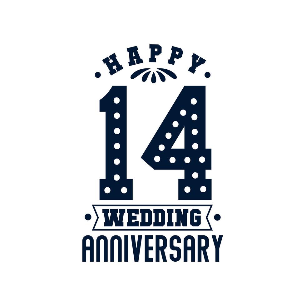 14 Anniversary celebration, Happy 14th Wedding Anniversary vector