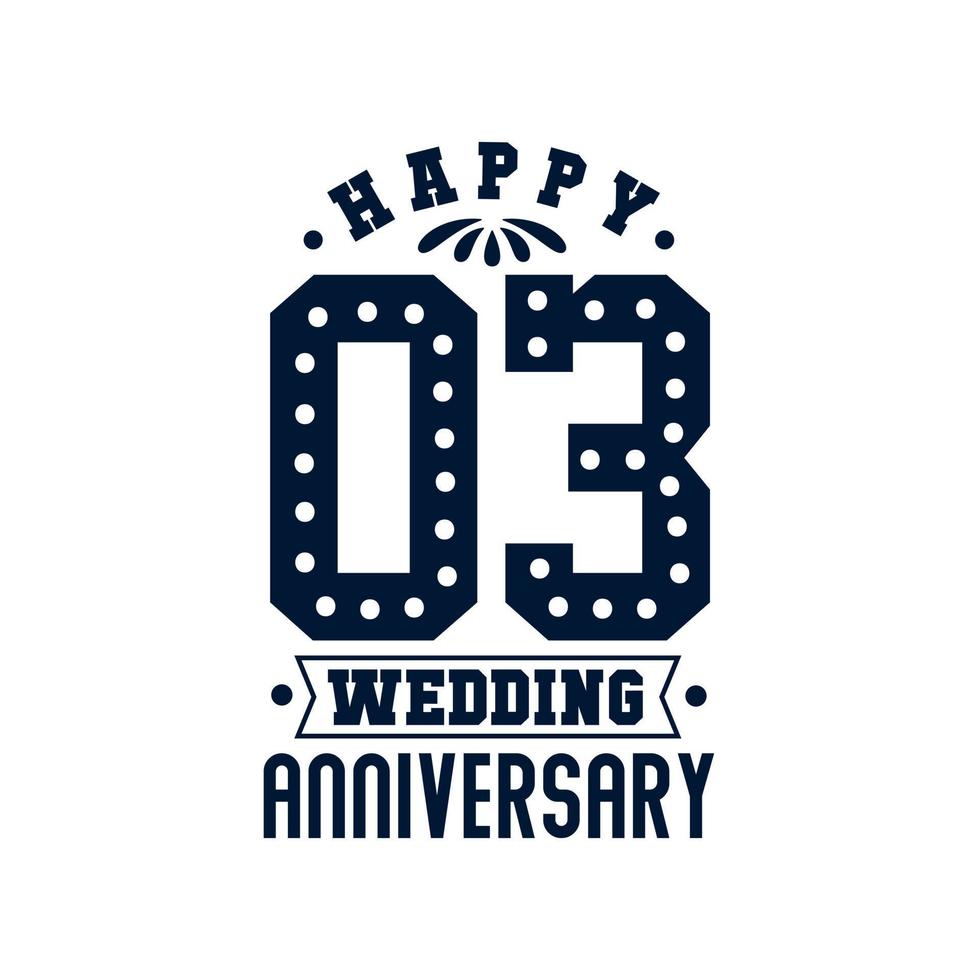 3 Anniversary celebration, Happy 3rd Wedding Anniversary vector