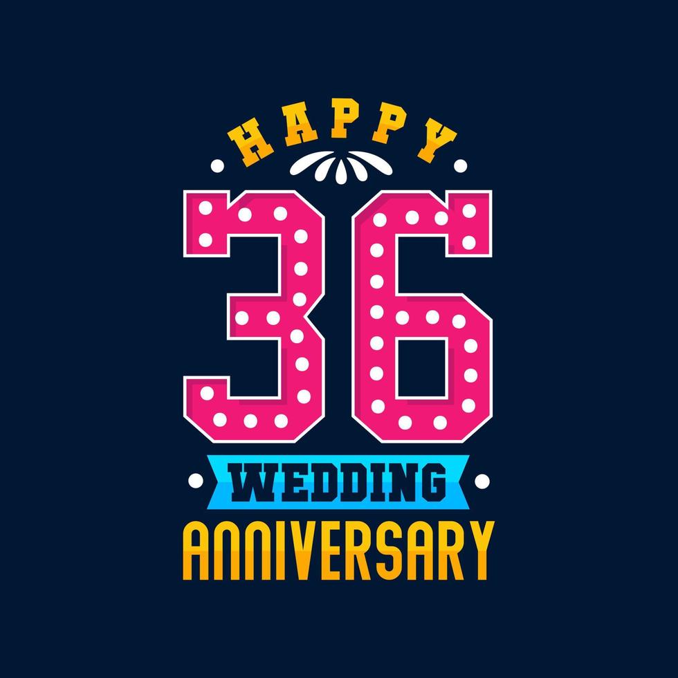 Happy 36th Wedding Anniversary celebration vector