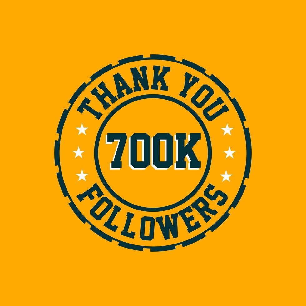 gracias celebración de 700000 seguidores, tarjeta de felicitación para 700k seguidores sociales. vector