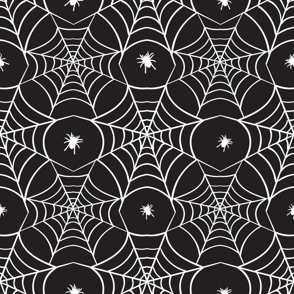 Seamless pattern with white icons. Design elements for halloween party poster. Flat cartoon illustration. Objects isolated on a black background. vector