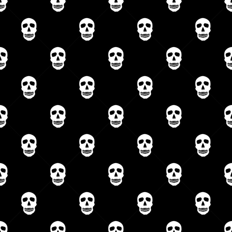 Seamless pattern with white icons. Design elements for halloween party poster. Flat cartoon illustration. Objects isolated on a black background. vector