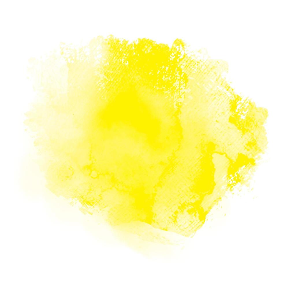 Yellow watercolor on white background. It is a hand drawn. The color splashing in the paper. vector